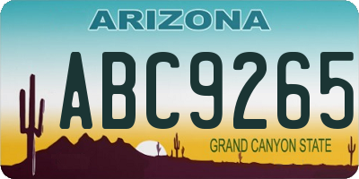 AZ license plate ABC9265