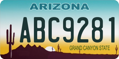 AZ license plate ABC9281