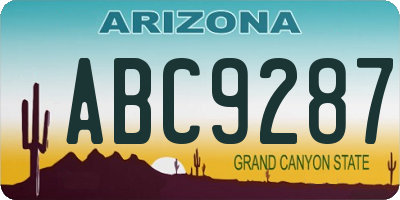 AZ license plate ABC9287