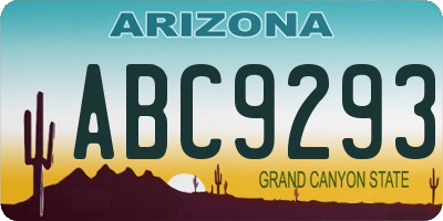 AZ license plate ABC9293
