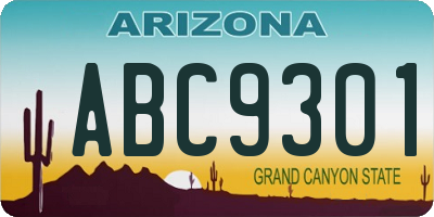 AZ license plate ABC9301