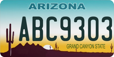 AZ license plate ABC9303