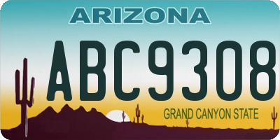 AZ license plate ABC9308