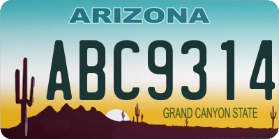 AZ license plate ABC9314