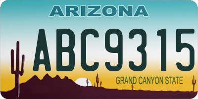 AZ license plate ABC9315