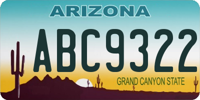 AZ license plate ABC9322