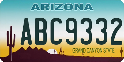 AZ license plate ABC9332