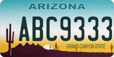 AZ license plate ABC9333