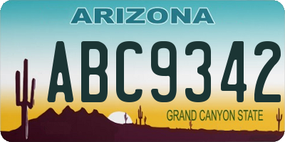 AZ license plate ABC9342