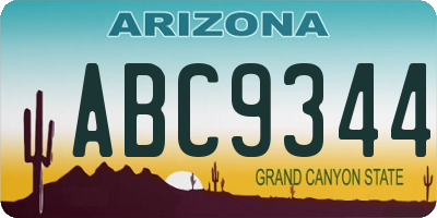 AZ license plate ABC9344