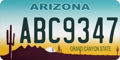 AZ license plate ABC9347