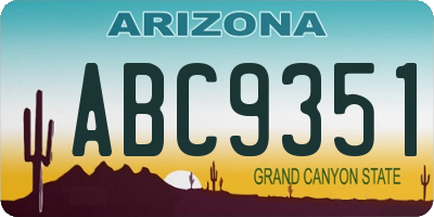 AZ license plate ABC9351