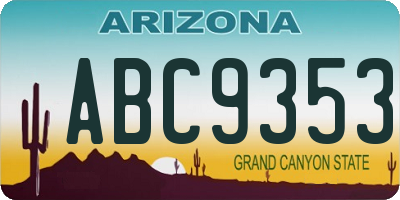 AZ license plate ABC9353