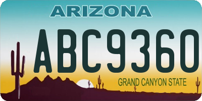 AZ license plate ABC9360