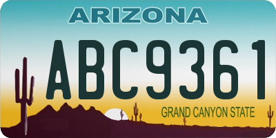 AZ license plate ABC9361