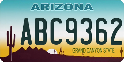 AZ license plate ABC9362