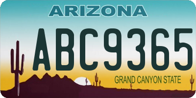 AZ license plate ABC9365