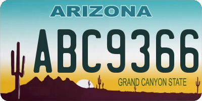 AZ license plate ABC9366