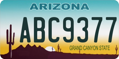 AZ license plate ABC9377