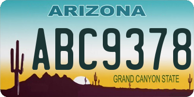AZ license plate ABC9378