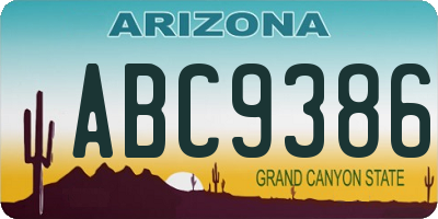 AZ license plate ABC9386