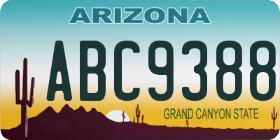 AZ license plate ABC9388