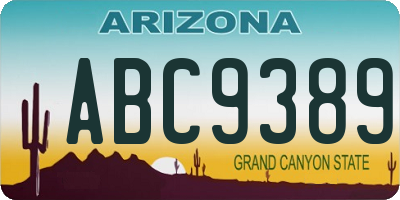 AZ license plate ABC9389