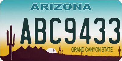 AZ license plate ABC9433