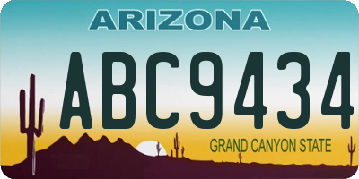 AZ license plate ABC9434