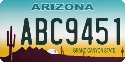 AZ license plate ABC9451