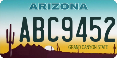 AZ license plate ABC9452