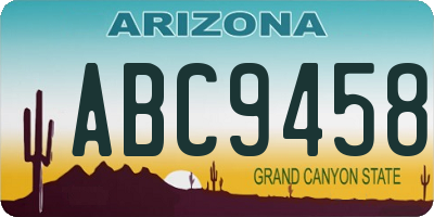 AZ license plate ABC9458
