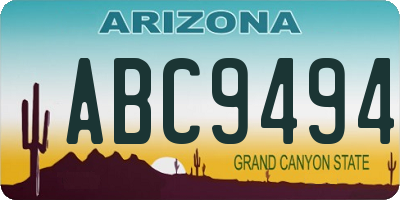 AZ license plate ABC9494