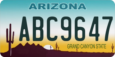 AZ license plate ABC9647