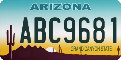 AZ license plate ABC9681