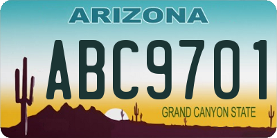 AZ license plate ABC9701
