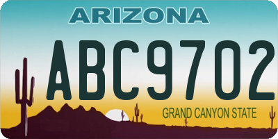 AZ license plate ABC9702