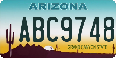 AZ license plate ABC9748