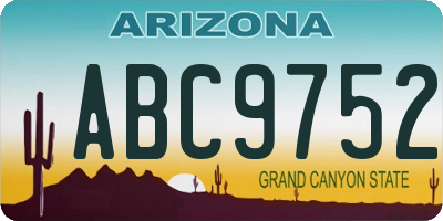 AZ license plate ABC9752