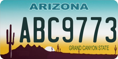 AZ license plate ABC9773