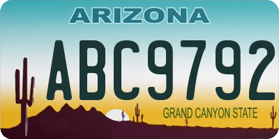 AZ license plate ABC9792