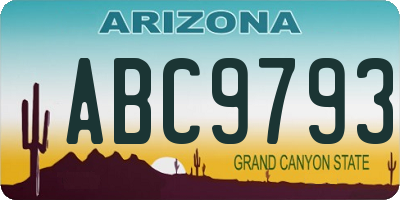 AZ license plate ABC9793