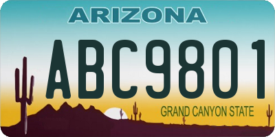 AZ license plate ABC9801