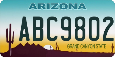 AZ license plate ABC9802