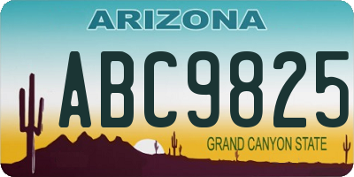 AZ license plate ABC9825