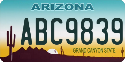 AZ license plate ABC9839