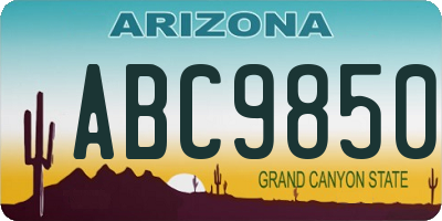AZ license plate ABC9850
