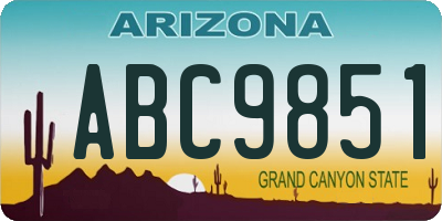AZ license plate ABC9851