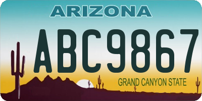 AZ license plate ABC9867