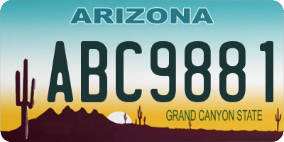 AZ license plate ABC9881